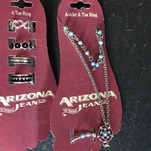 Toe ring set, turquoise anklet with toe ring